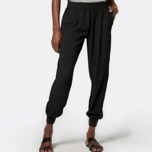 Joie MARINER PANTS Cuffed Leg Crepe Jogger Pants in Black Size Medium